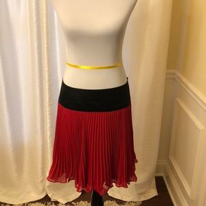 Red Accordion Pleated Skirt
